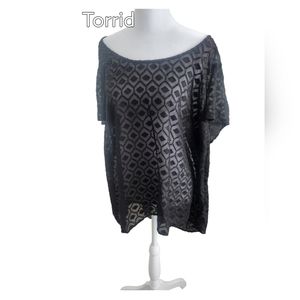 𝅺torrid Black Sheer Shirt Sleeve Blouse size 2 (2x)